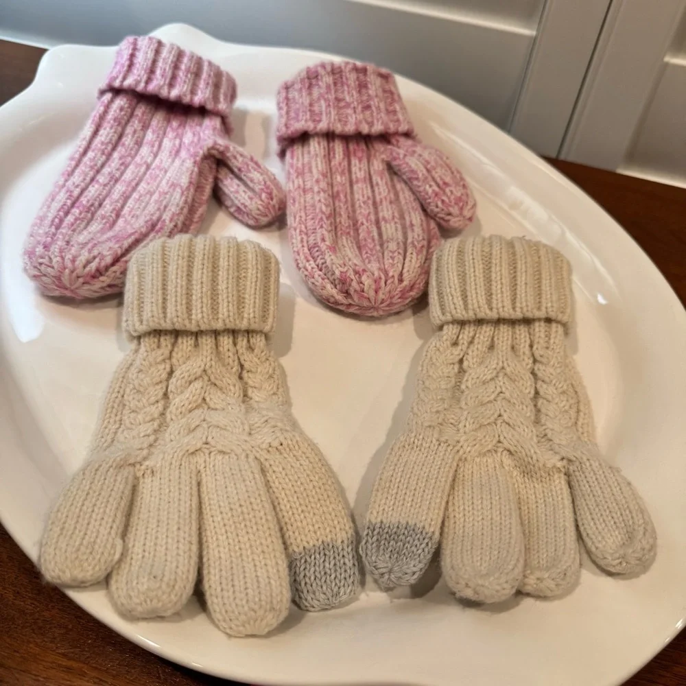 Gap Cozy Kids' Mittens Set - Pink and Cream